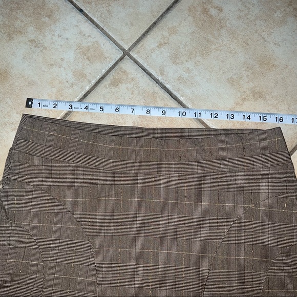 Valia high low brown and gold stretch flare skirt size L - Picture 4 of 8